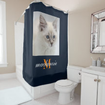 Elegant Navy Oranje Monogram Script Aangepaste fot