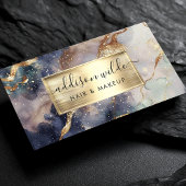 Elegant Navy Paarse en gouden Waterverf marmer Visitekaartje