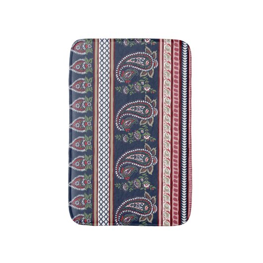 Elegant Navy Paisley: Tijdloos grensontwerp Badmat (Voorkant Verticaal)