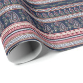 Elegant Navy Paisley: Tijdloos grensontwerp Cadeaupapier (Rol Hoek)
