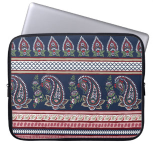 Elegant Navy Paisley: Tijdloos grensontwerp Laptop Sleeve