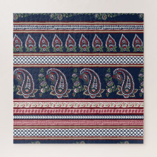 Elegant Navy Paisley: Tijdloos grensontwerp Legpuzzel