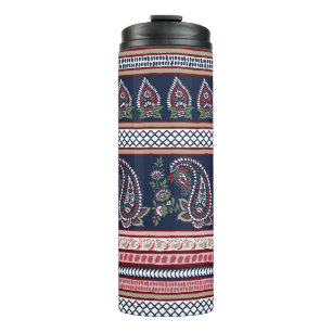 Elegant Navy Paisley: Tijdloos grensontwerp Thermosbeker