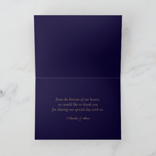Elegant Navy Personalized Folded Thank You Card Bedankkaart (Binnen)