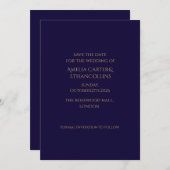 Elegant Navy personalized Save The Date Card (Voorkant / Achterkant)