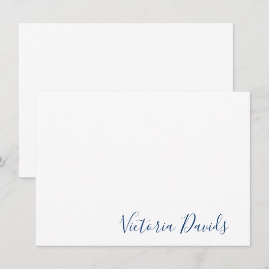 Elegant Navy Personalized Signature Script Notitiekaartje (Voorkant / Achterkant)