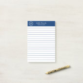 Elegant Navy Professional Monogram Business Post-it® Notes (Op bureau)