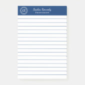 Elegant Navy Professional Monogram Business Post-it® Notes (Voorkant)