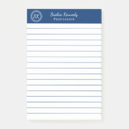 Elegant Navy Professional Monogram Business Post-it® Notes