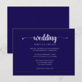 elegant navy purple wedding invitation briefkaart (Voorkant / Achterkant)