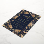 Elegant navy real Gold folie script koppelt douche Folie Uitnodiging (Gedraaid)