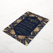 Elegant navy real Gold folie script koppelt douche Uitnodiging (Gedraaid)