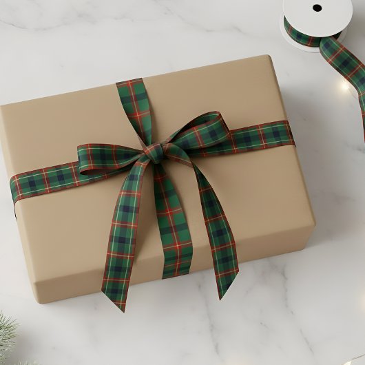 Elegant Navy Red & Green Tartan Plaid Christmas Satijnen Lint