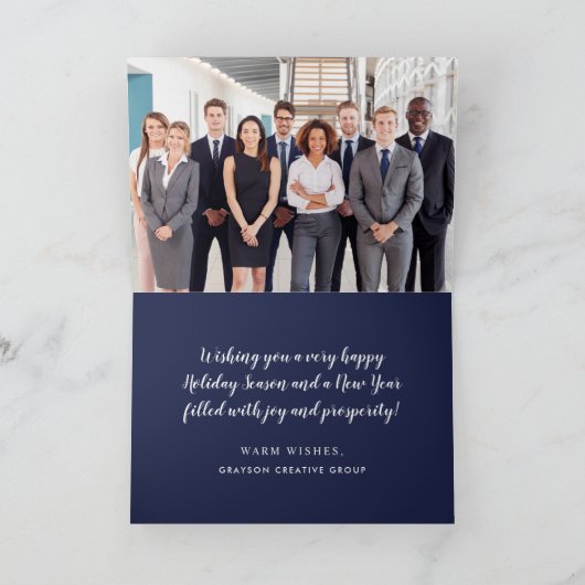 Elegant Navy Red Green Tartan Pset Business Feestdagen Kaart (Binnen)