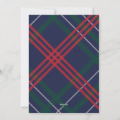 Elegant Navy Red Green Tartan Pset Familie Foto Feestdagenkaart (Achterkant)