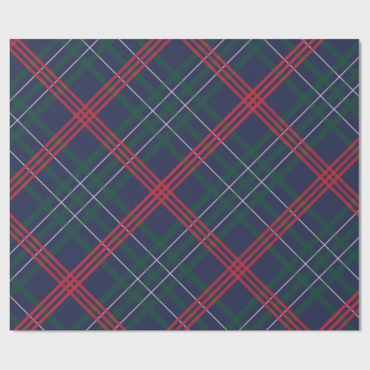 Elegant Navy Red Green Tartan Pset Holiday Cadeaupapier (Vlak)