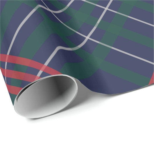 Elegant Navy Red Green Tartan Pset Holiday Cadeaupapier (Rol Hoek)