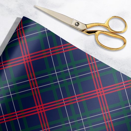 Elegant Navy Red Green Tartan Pset Holiday Cadeaupapier