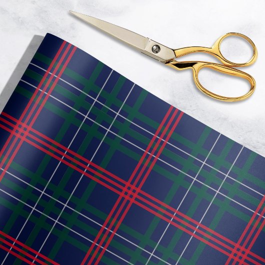 Elegant Navy Red Green Tartan Pset Holiday Cadeaupapier