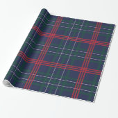 Elegant Navy Red Green Tartan Pset Holiday Cadeaupapier (Uitgerold)