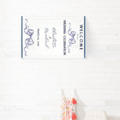 Elegant Navy Ribbon Romantic Wedding Banner (Insitu)