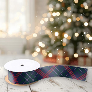 Elegant Navy Rood Groen Tartan Plaid Kerstmis Satijnen Lint