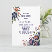 Elegant Navy Roos en Coral Vrijgezellenfeest Kaart (Staand voorkant)