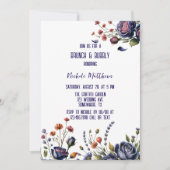 Elegant Navy Roos en Koraal Brunch & Bubbly Kaart (Voorkant)