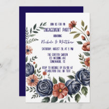 Elegant Navy-Roos en Koraal Verlovingsfeestje