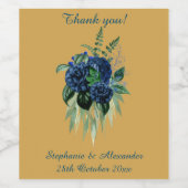 ELEGANT NAVY ROOS EUCALYPTUS GOLD WIJN ETIKET (Enkel label)