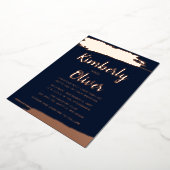 Elegant Navy Roos Gold bruged Weddenschap Folie Uitnodiging (Gedraaid)