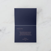 Elegant Navy & Roos Gold Floral Wedding Collectie Bedankkaart (Binnen)