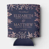 Elegant Navy & Roos Gold Floral Wedding Collectie Blikjeskoeler (Achterkant)