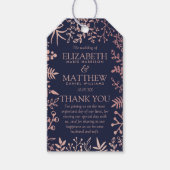 Elegant Navy & Roos Gold Floral Wedding Collectie Cadeaulabel (Voorkant)
