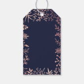 Elegant Navy & Roos Gold Floral Wedding Collectie Cadeaulabel (Achterkant)