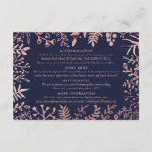 Elegant Navy & Roos Gold Floral Wedding Collectie Informatiekaartje (Achterkant)