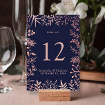 Elegant Navy & Roos Gold Floral Wedding Collectie Kaart<br><div class="desc">Viel in stijl met deze moderne en zeer trendy trouwtafel nummerkaarten. Het ontwerp is gemakkelijk te personaliseren met uw eigen formulering en uw gasten zullen enthousiast zijn wanneer zij deze geweldige tabelnummers zien. Overeenkomende objecten zijn te vinden in het collectie. *** HOE MOET U BESTELLEN *** Gelieve elke tabelnummerkaart aan...</div>