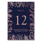 Elegant Navy & Roos Gold Floral Wedding Collectie Kaart (Achterkant)