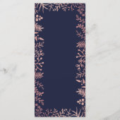 Elegant Navy & Roos Gold Floral Wedding Collectie Menu (Achterkant)