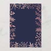 Elegant Navy & Roos Gold Floral Wedding Collectie Menu (Achterkant)