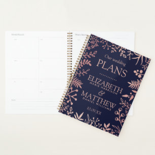 Elegant Navy & Roos Gold Floral Wedding Collectie Planner