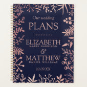 Elegant Navy & Roos Gold Floral Wedding Collectie Planner (Voorkant)