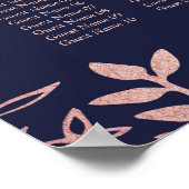 Elegant Navy & Roos Gold Floral Wedding Collectie Poster (Hoek)