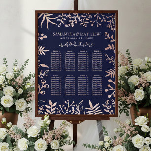 Elegant Navy & Roos Gold Floral Wedding Collectie Poster
