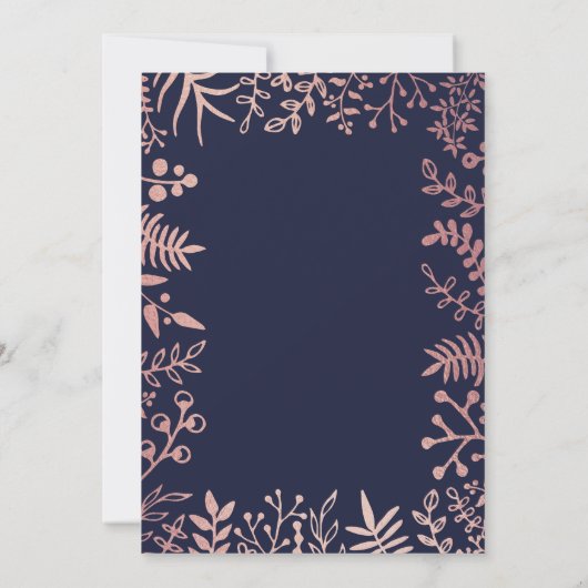 Elegant Navy & Roos Gold Floral Wedding Collectie Save The Date (Achterkant)