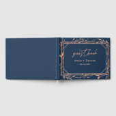 Elegant Navy & Roos Gold Floral Wedding Gastenboek (Volledig)