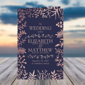 Elegant Navy & Roos Gold Floral Wedding Programme