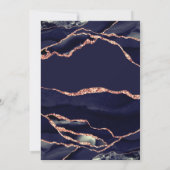 Elegant Navy Roos Gold Foil Agate Wedding Kaart (Achterkant)