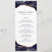 Elegant Navy Roos Gold Foil Agate Wedding Menu (Voorkant)