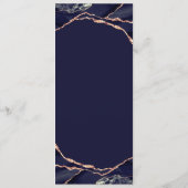 Elegant Navy Roos Gold Foil Agate Wedding Menu (Achterkant)
